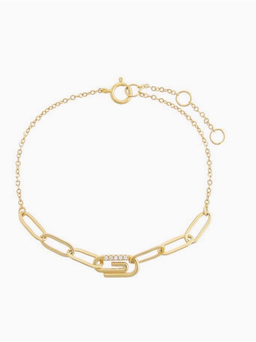 Adina Eden Pavé Safety Pin Paperclip Bracelet NEW
